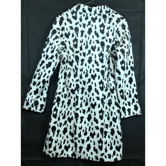 Vintage Misdemeanor Coat Black White Cow Print Boutique Animal Silk Lined S - Picture 11 of 13
